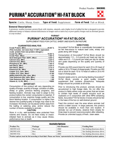 Purina Accuration Hi-Fat Tub 200lb